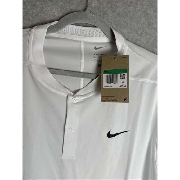 Nike Dri-Fit Victory Men's Blade Collar Golf Polo White Size X-Large Swoosh Logo - Picture 7 of 8